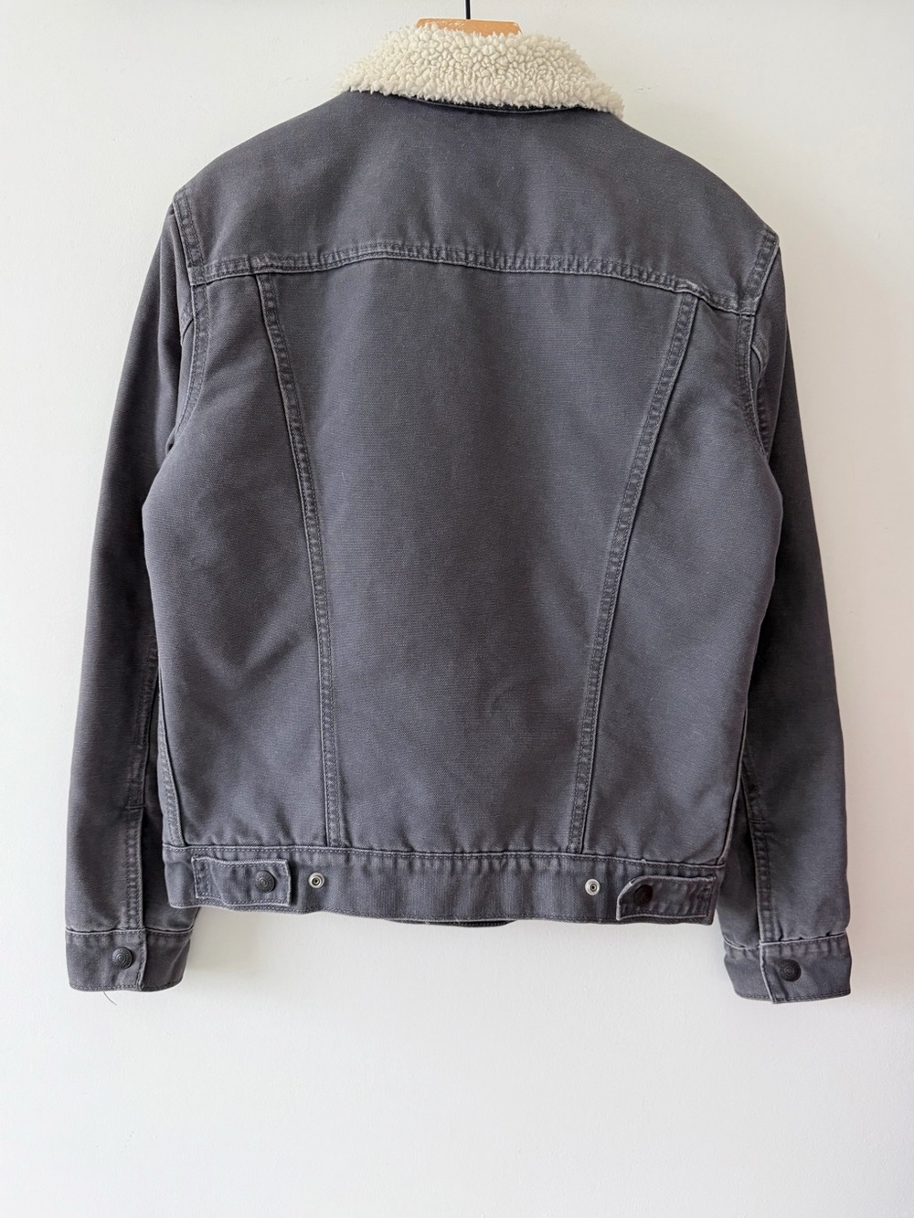 Levi’s Sherpa Lined Grey Corduroy Trucker Jacket Cozy Size S - Picture 10 of 13
